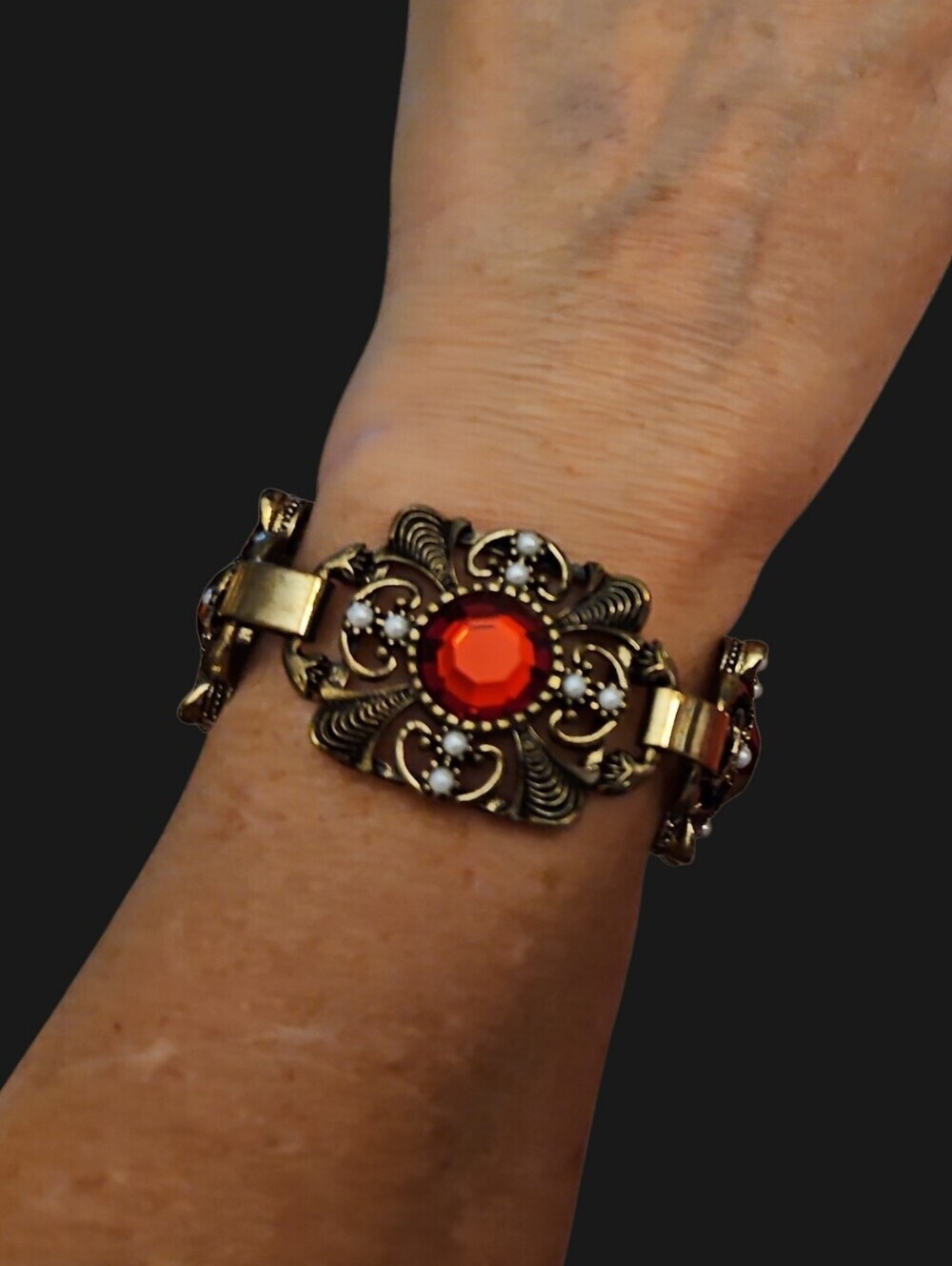 Vintage Edwardian Medieval Goth Style Square  Link Bracelet